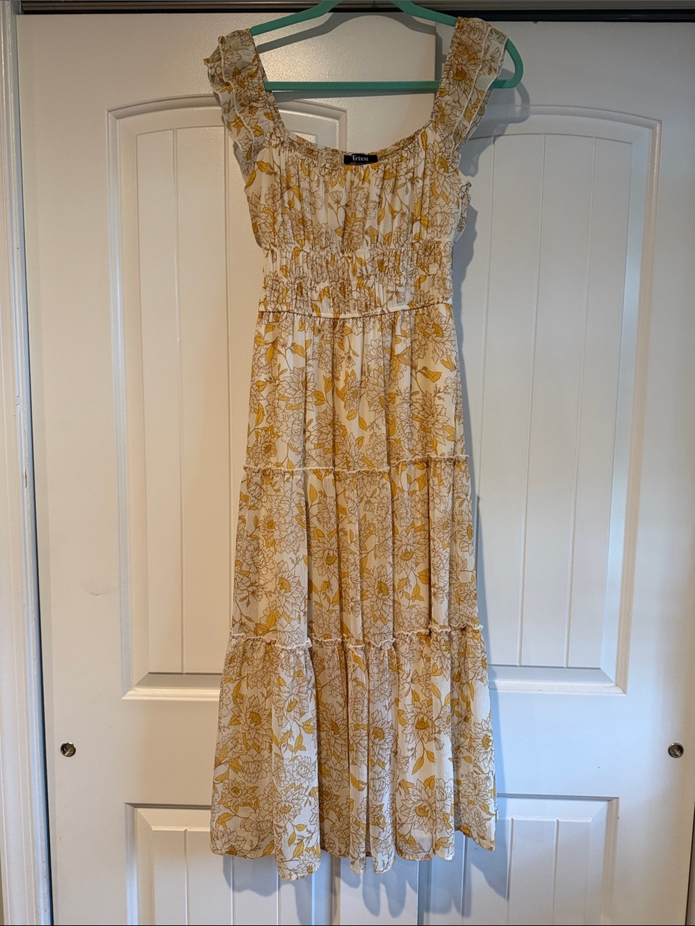 Trixxi Cream and Yellow Floral Tiered Maxi Dress